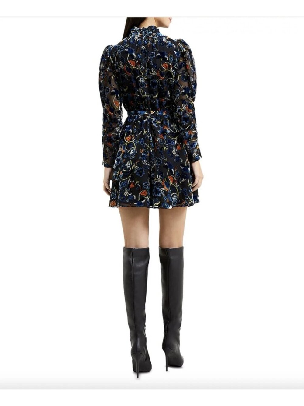 French Connection Avery Burnout Velvet Mini Dress Size 0 - New with Tags - Picture 2 of 9